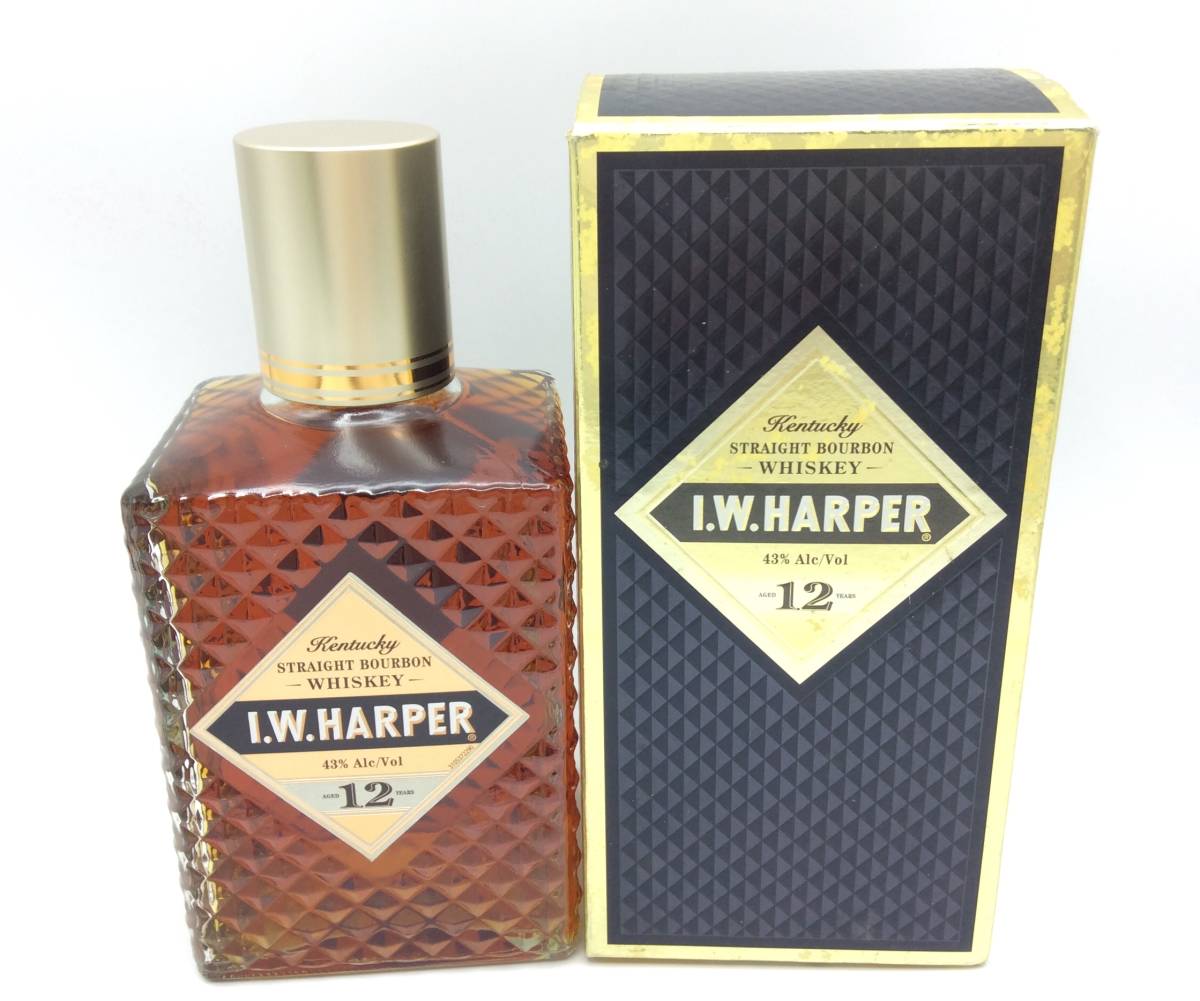 C15♪ 【未開栓】 I.W.HARPER IWハーパー 12年 ケンタッキーストレートバーボンウイスキー 古酒 洋酒 750ml 43% 箱付き ♪