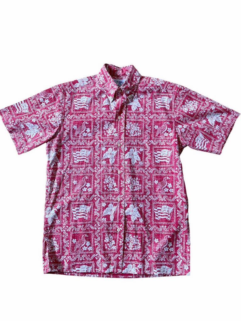 ●●reyn spooner レインスプーナー ラハイナ フルボタン ビキニタグ アロハシャツ xs 赤●●