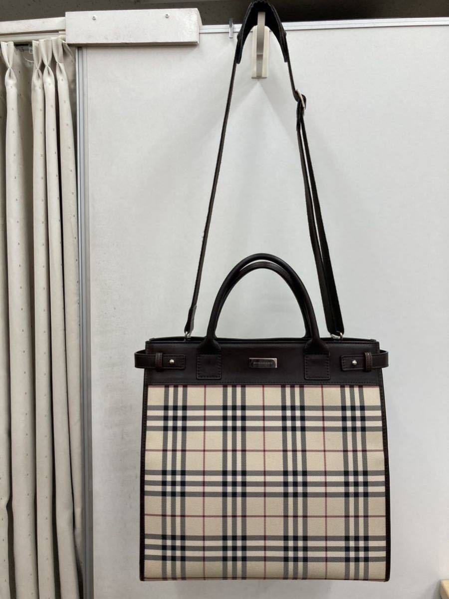 定番 BURBERRY バーバリー ノバチェック トートバッグ ショルダーバッグ 2way 鞄 斜めがけ キャンバス レザー メンズ レディース(ショルダーバッグ)｜売買されたオークション情報、yahooの商品情報を かばん、バッグ