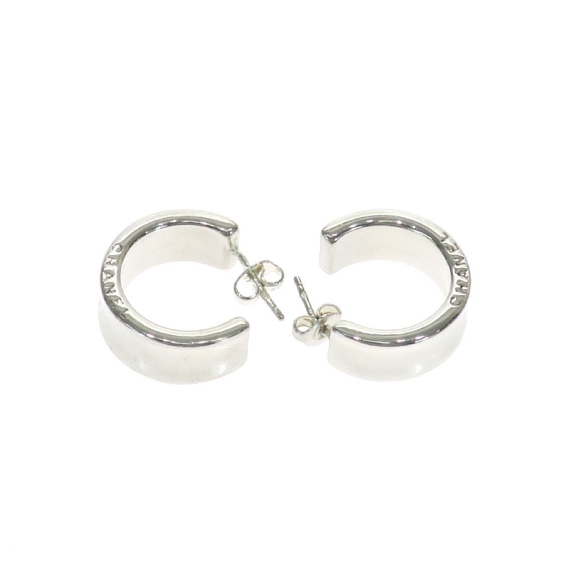 1円スタート CHANEL シャネル フープピアス SV925 スターリング 
