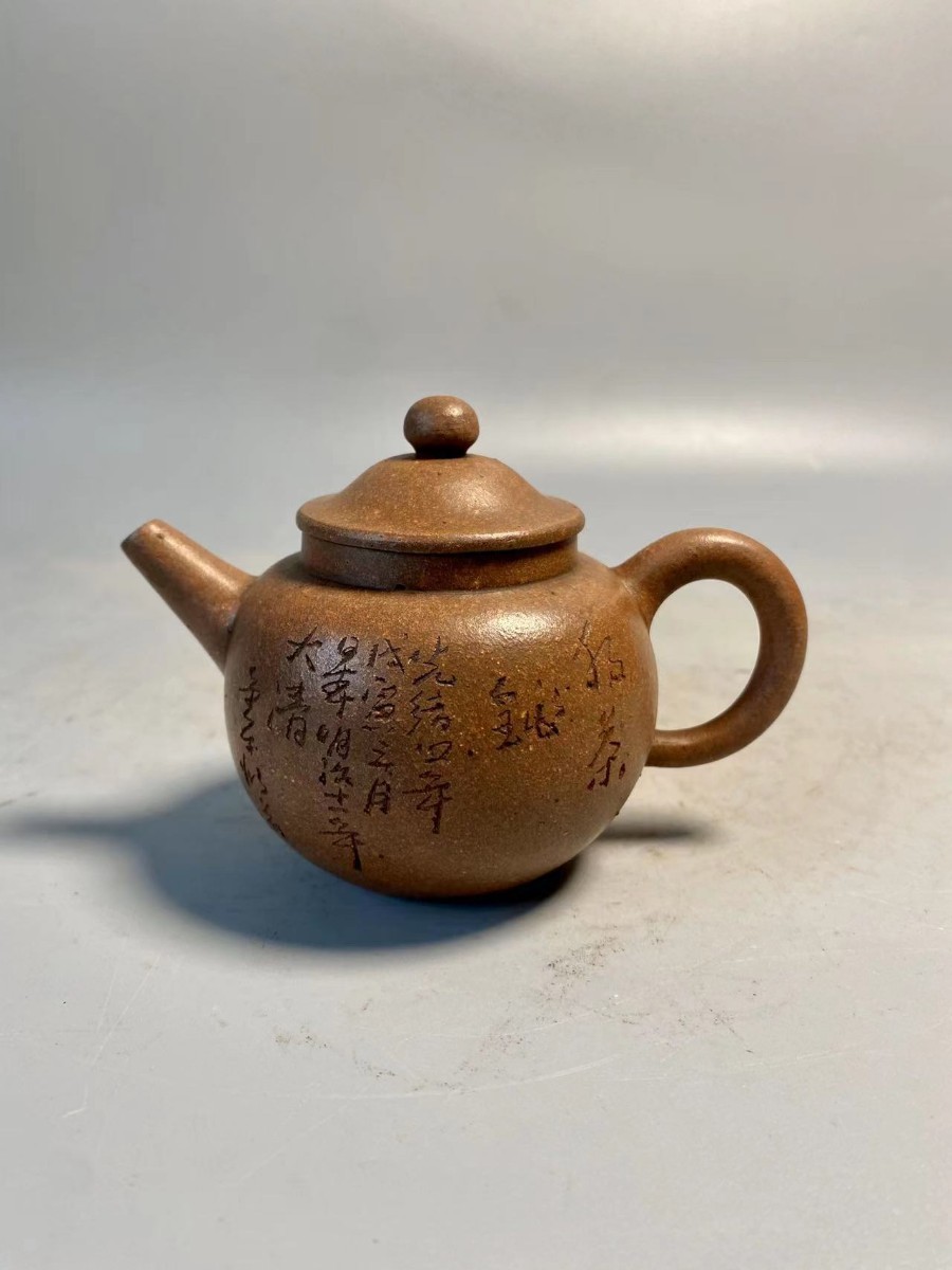 SO3☆時代煎茶道具 紫泥 急須⁄中国古玩 唐物 宜興紫砂 茶壺 茶注 朱泥