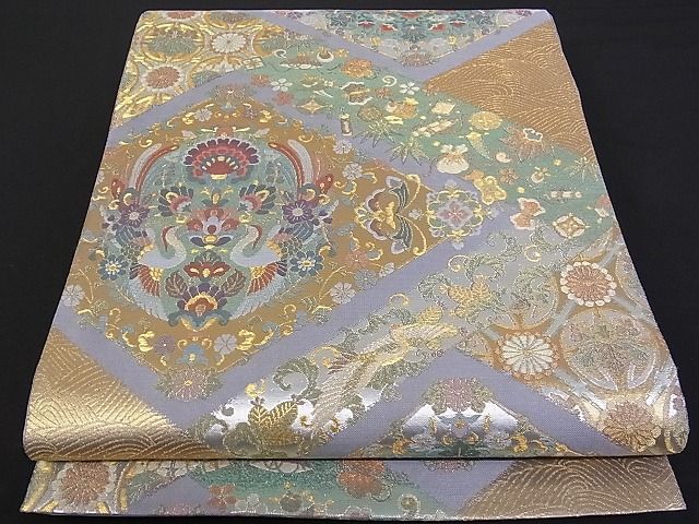 着物屋こころ□六通柄袋帯 花鳥文 宝尽くし 金銀糸 正絹 逸品 B-