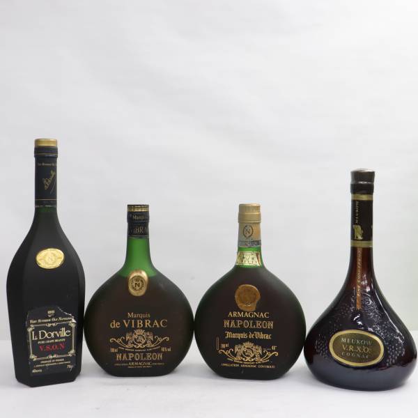 【4本セット】ブランデー各種（ル ドーヴィル ナポレオン VSON 40％ 700ml 等）X23E150226