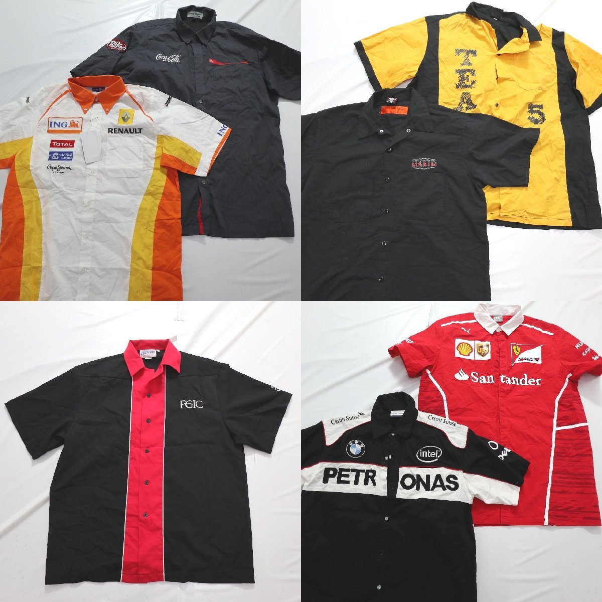 ◎半袖ワーク系シャツ set プーマ　企業系　ワッペン 他 (メンズL) 7枚セット まとめ売り 古着卸 1円スタート 最落なし MN7580