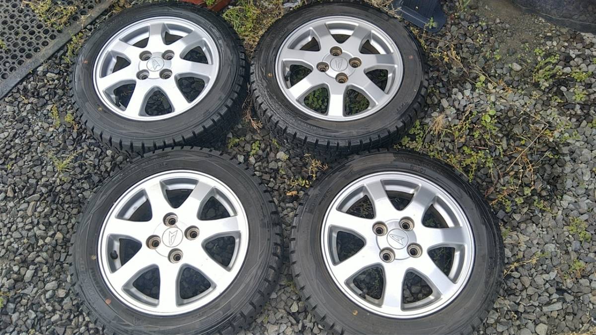 155/65R14バリ山バリ溝スタッドレス冬ダンロップダイハツ純正アルミホイール4本セットムーヴタントミラ