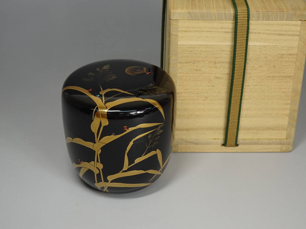 ホタル 共箱 大棗 茶道具 竹内幸斎 夏 薄茶 茶会 茶器 稽古 蛍蒔絵