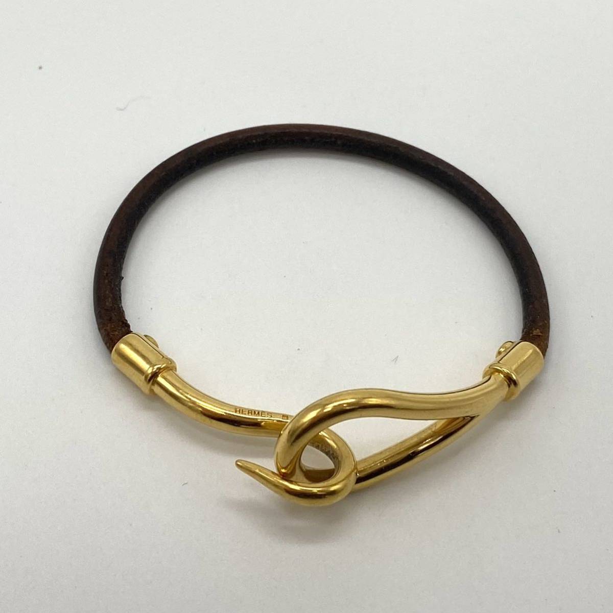 HERMES エルメス ブレスレット フック ゴールド レザー アクセサリー 