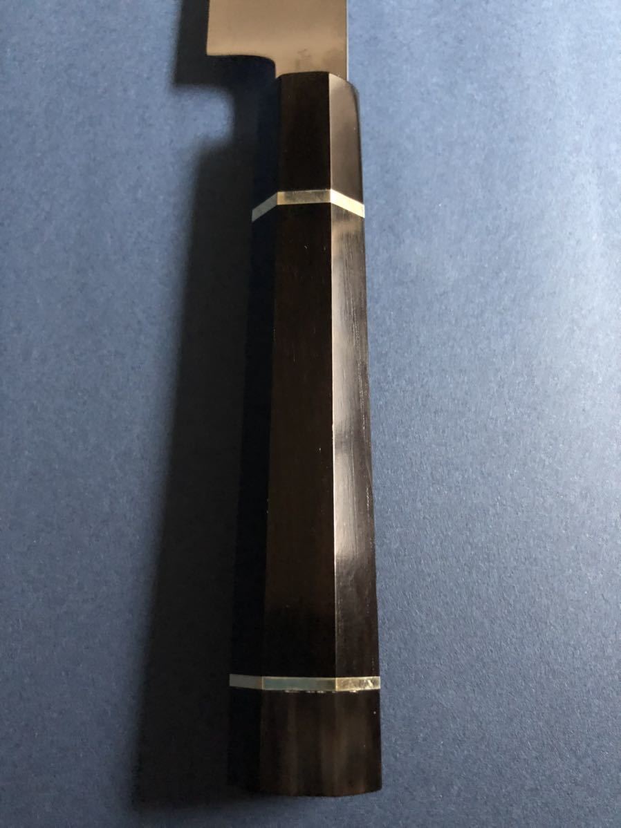 鏡面仕上げ 柳刃9寸270mm黒檀黒水牛柄 V金10号ダマスカス
