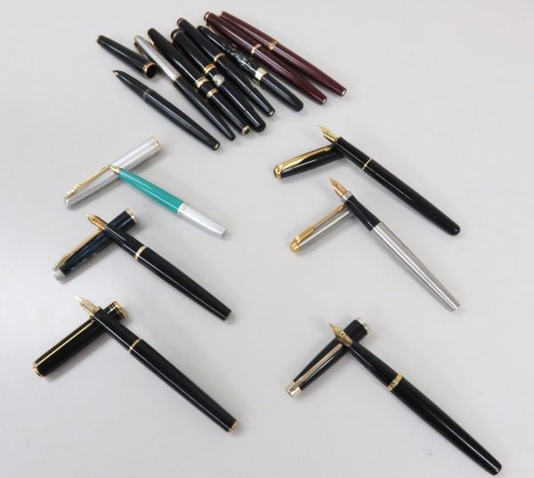 万年筆 4本セット ジャンク品 M197☆万年筆 14本 まとめ PILOT/PARKER/MONTBLANC etc. 18K/K14/585