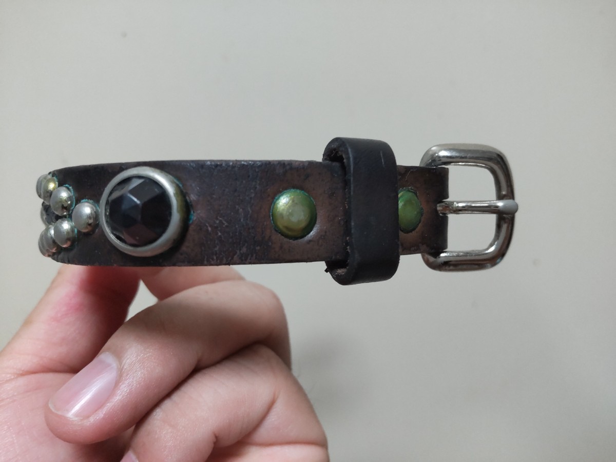 ウルフズヘッド 15mm ブレスレット 2本セット スタッズ レザー 【公式 