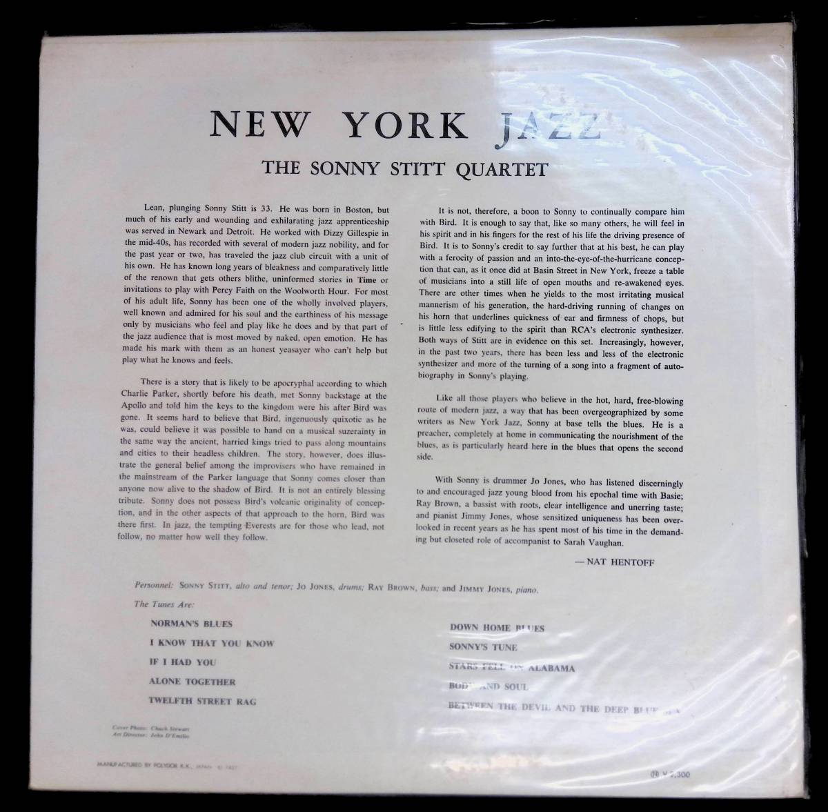 LP レコード Sonny Stitt Quartet New York Jazz ソニー スティット