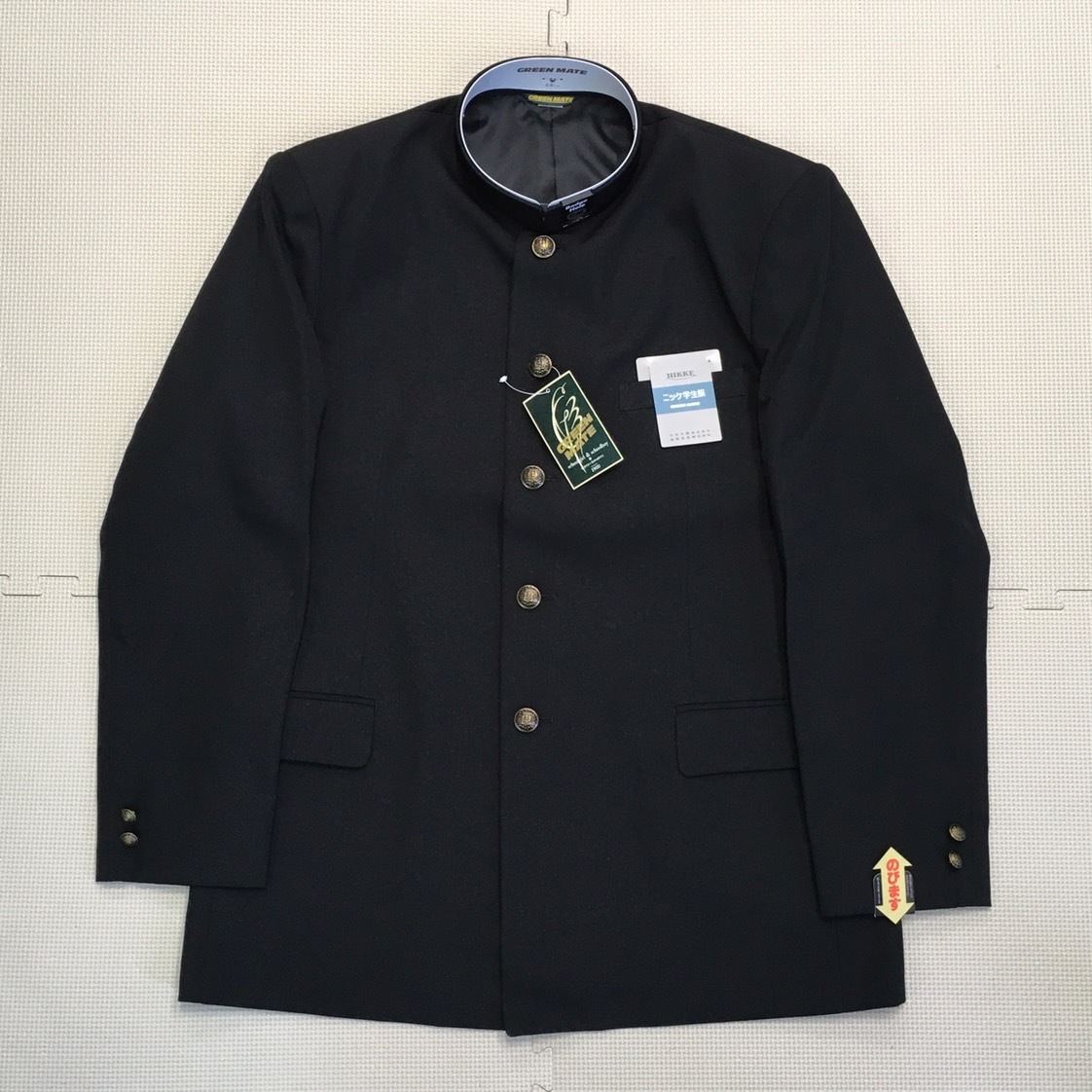 (新品) 男子 標準型学生服 学ラン 180AB ◆黒◆詰襟◆カシドス◆GREEN MATE◆日本製◆レギュラーカラー◆男子学生◆中学校◆高校◆制服
