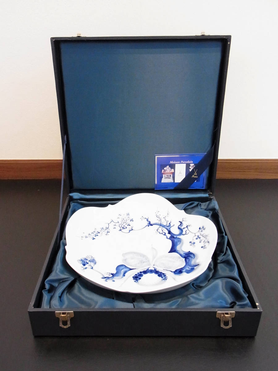 未使用 マイセン Meissen ブルーオーキッド プレート 皿 28.5cm／長期 