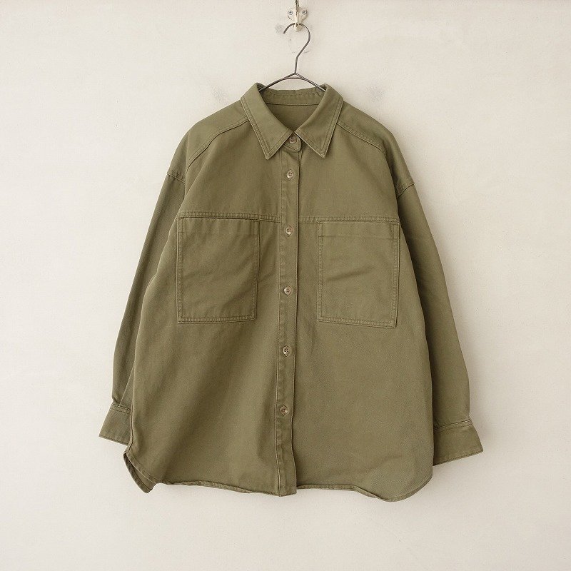 【2022SS/定価1.9万】フレームワーク Framework *ダブルポケットチノシャツ*コットン綿カーキダメージ加工(25-2305-254)【60F32】