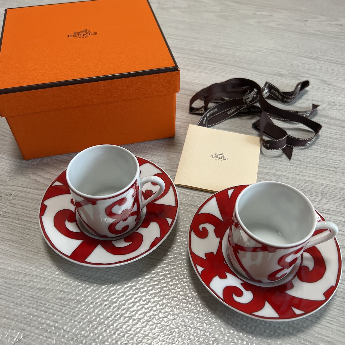 未使用エルメス　ガダルキヴィール　　デミタス　ティファニー カップ&ソーサー　2客セット