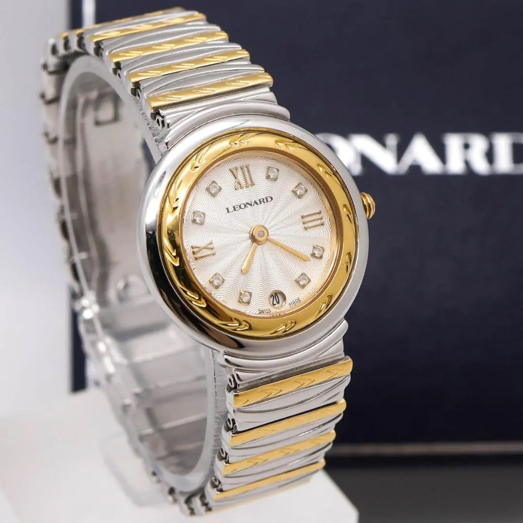 《美品》LEONARD 腕時計 ゴールド ストーン エレガント デイト