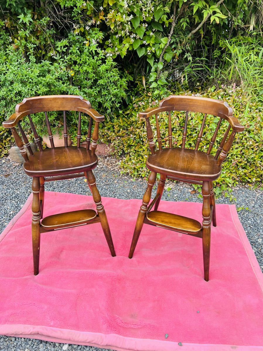 HIDA 飛騨産業 穂高/キツツキ/ベビー/738/ウィンザーチェア/キッズ/ハイチェア/子供椅子/イス/ダイニング/アンティーク/木製/ヴィンテージ