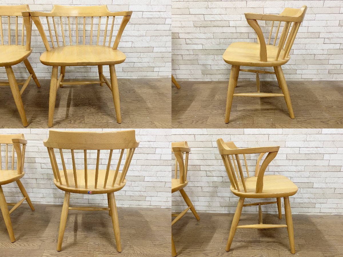 飛騨産業　木製　キャプテンチェア　2脚セット　ダイニングチェア　アームチェア　① 飛騨産業 キツツキ アームチェア 2脚セット ダイニングチェア 木製椅子