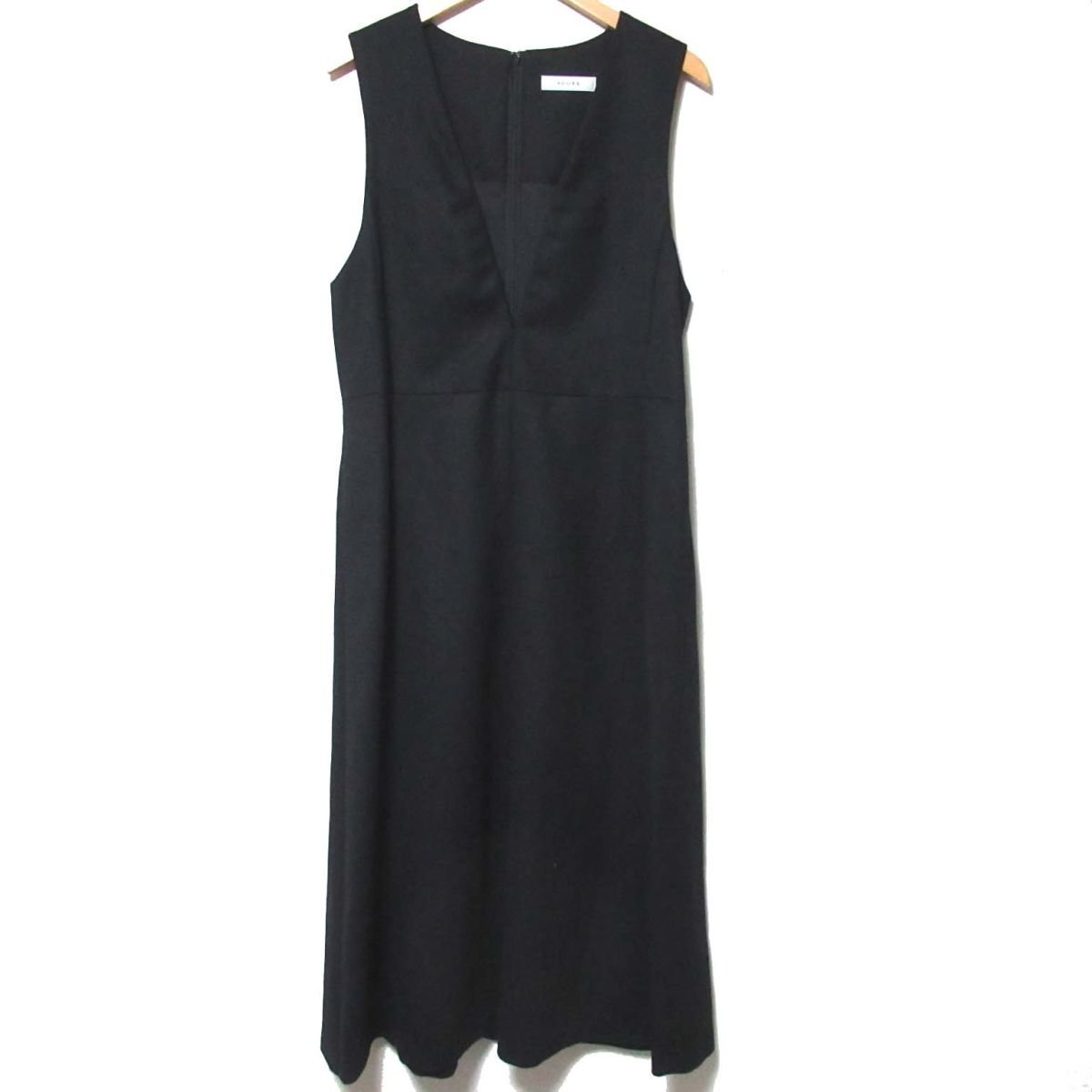 美品 18AW ADORE アドーア サキソニー ストレッチ ジャンパースカート ロング ワンピース 5318240929 サイズ38 黒 ブラック C0505