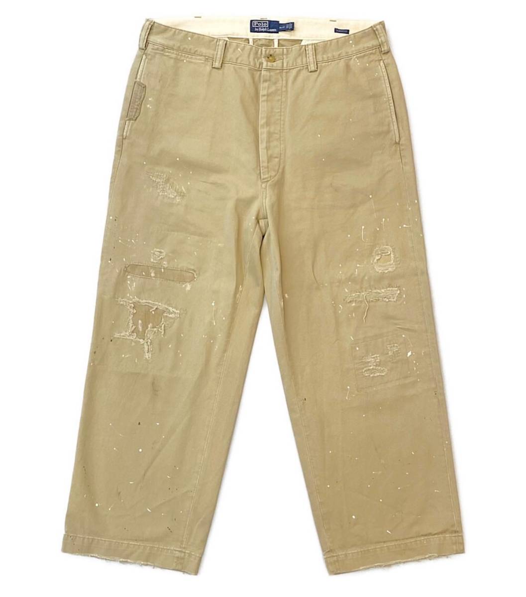 RALPH LAUREN BURROUGHS DISTRESSED PANTS たたき加工 ダメージ加工 チノパン 定価4.2万 ラルフローレン 店舗受取可