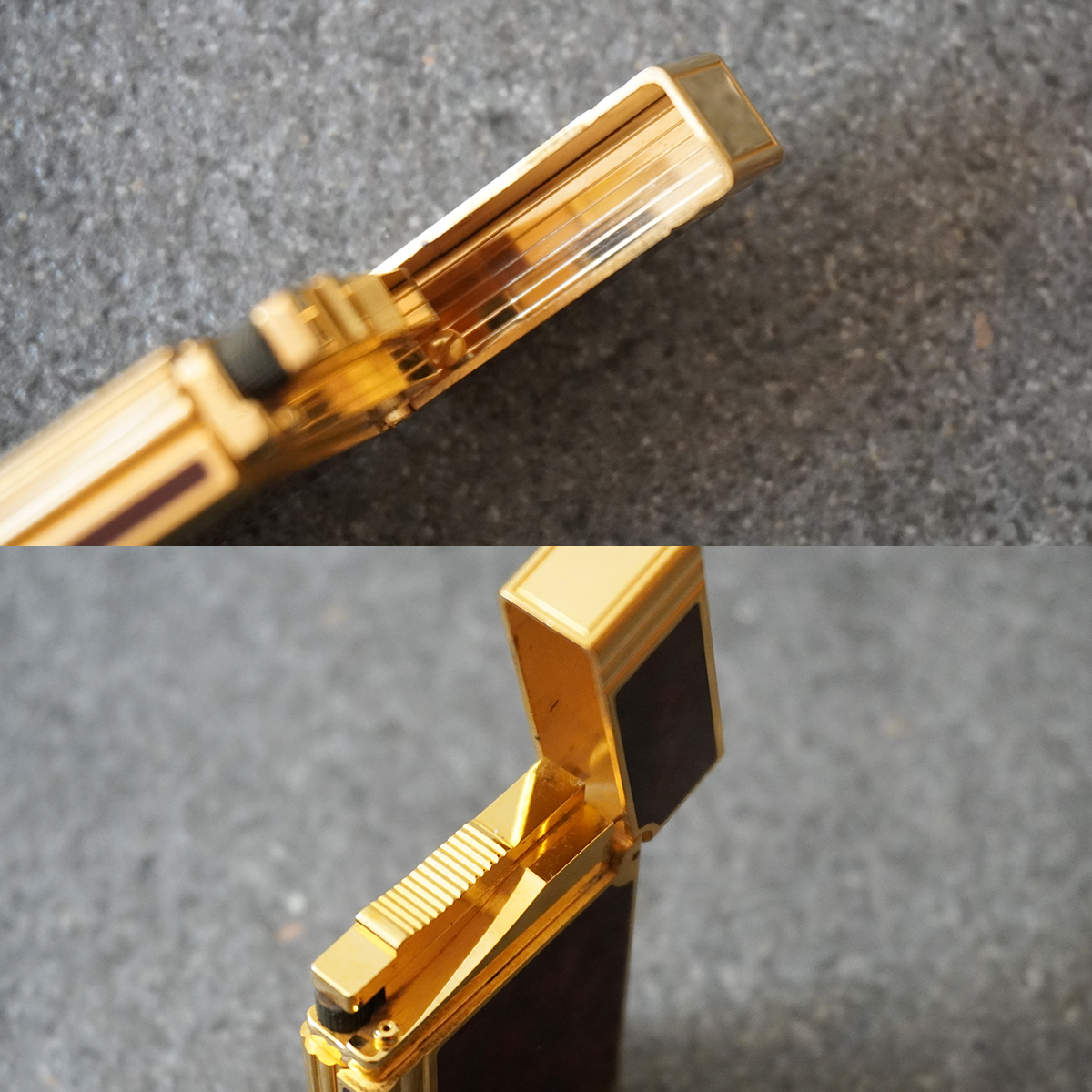 デュポンDupont ライターライン1L ゴールド×マーブル柄ブラウン S.T. 