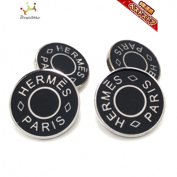 エルメス HERMES カフス セリエ 金属素材 黒×シルバー アクセサリー