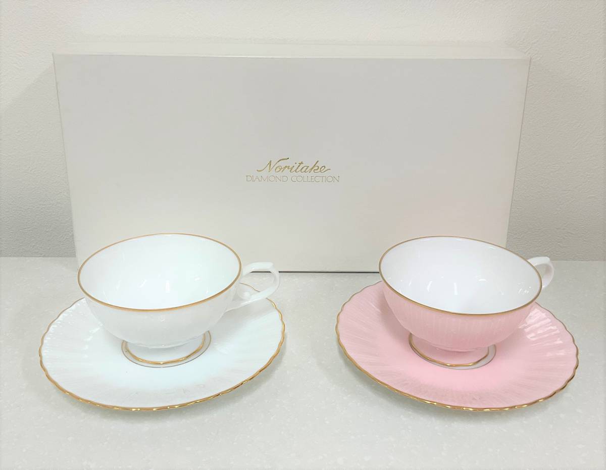 ☆未使用品・美品☆ノリタケ　Noritake　ダイヤモンドコレクション　カップ＆ソーサー　2客セット　金彩
