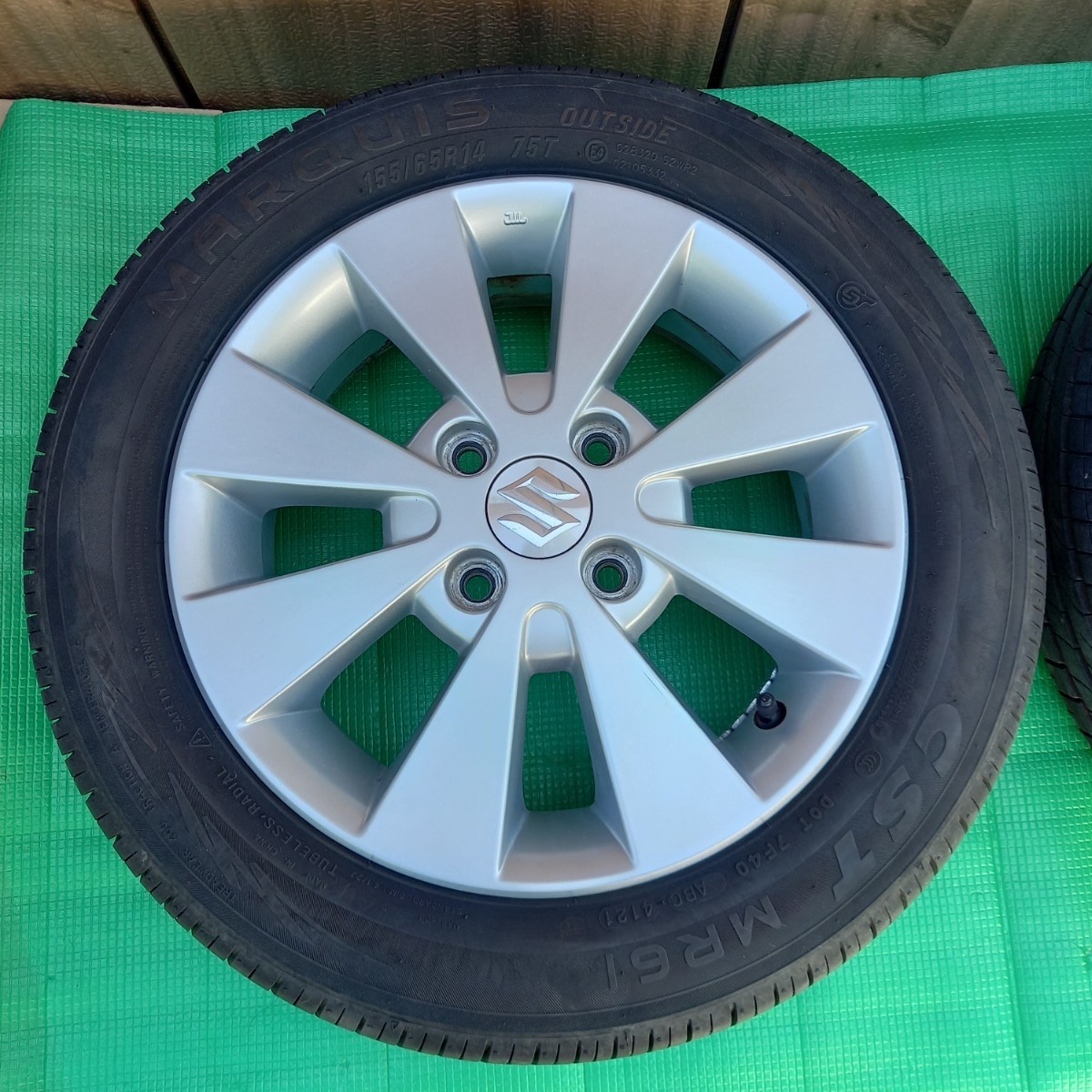 スズキ SUZUKI 14インチ アップ ワゴンＲ 0 ②スズキ ワゴンR MH23S 純正 14インチ アルミホイール 4.5J+45 PCD100 4穴 ハブ径54 MARQUIS MR61 155/65R14 2021年製 タイヤ付 2本セット