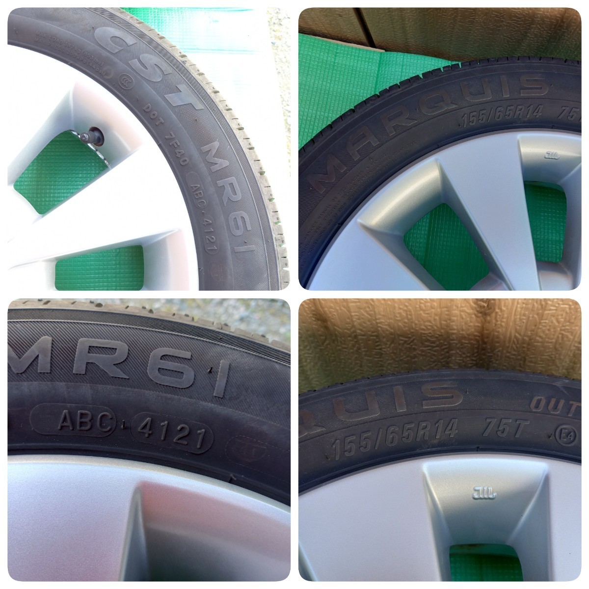 スズキ SUZUKI 14インチ アップ ワゴンＲ 0 ②スズキ ワゴンR MH23S 純正 14インチ アルミホイール 4.5J+45 PCD100 4穴 ハブ径54 MARQUIS MR61 155/65R14 2021年製 タイヤ付 2本セット