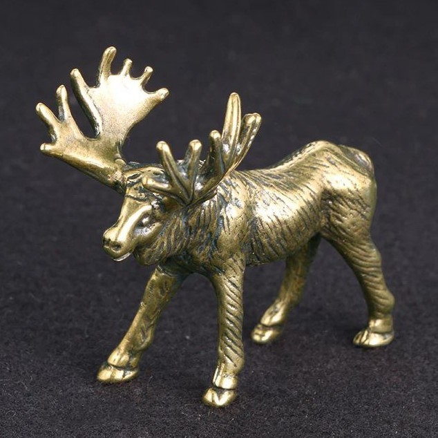 銅細工 鹿置物 装飾品 工芸品 美術品（36g ヘラジカ シカ トナカイ 鹿 