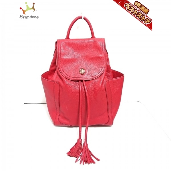 トリーバーチ TORY BURCH リュックサック - レザー レッド タッセル バッグ