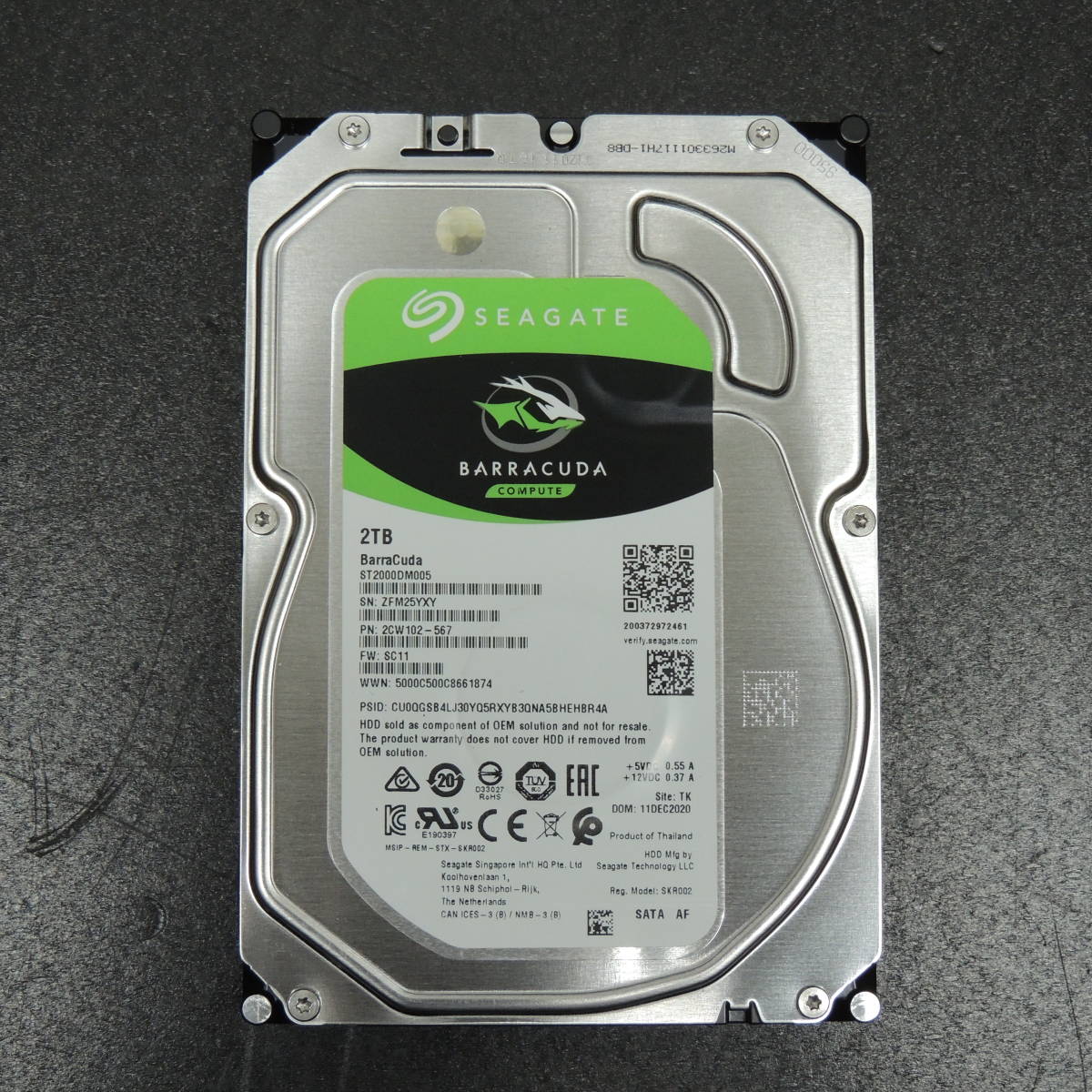 検品済み/使用1903時間】SEAGATE 2TB HDD ST2000DM005 管理:E-74