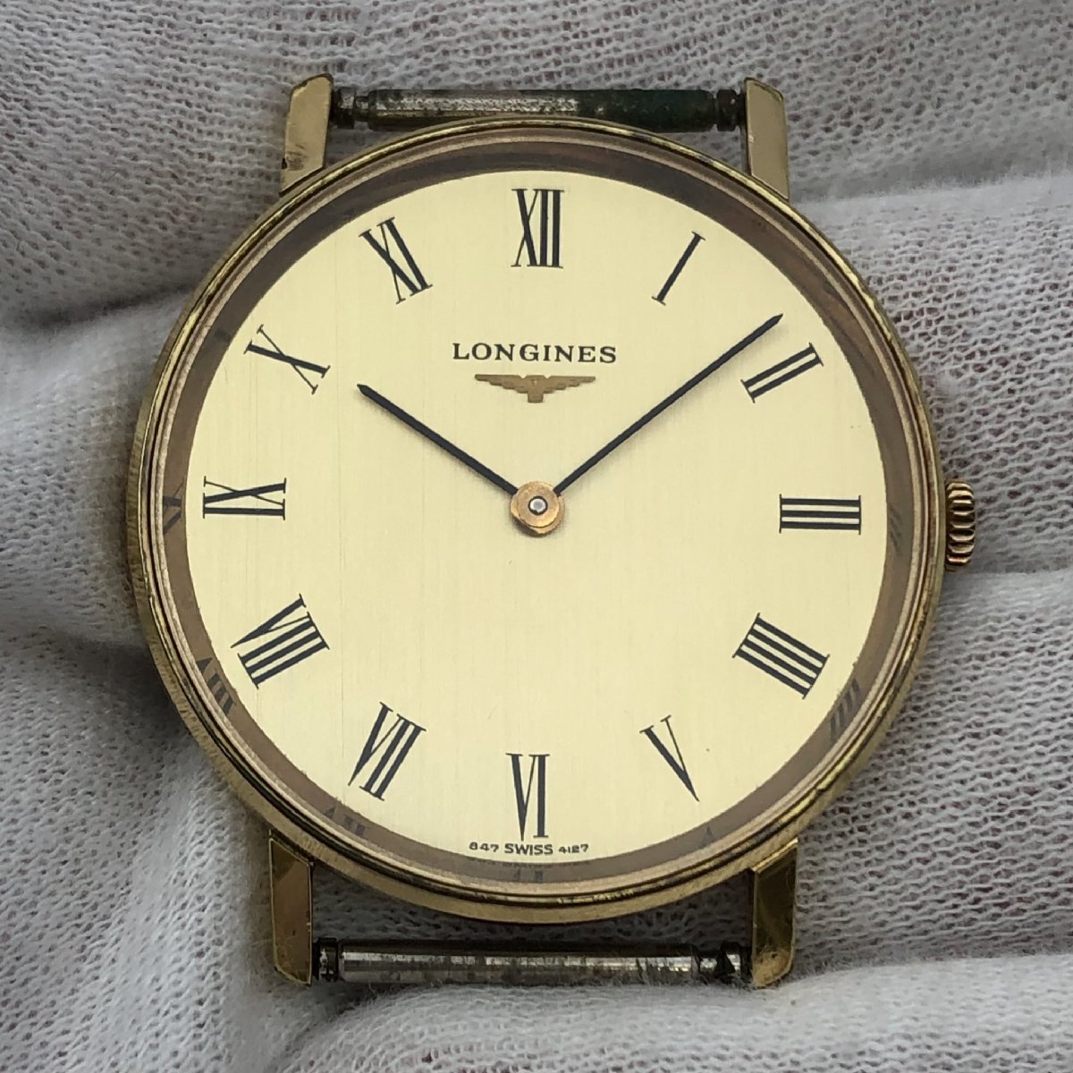 1円～/LONGINES/ロンジン/847 SWISS 4127/2針/ゴールドカラー/手巻き  