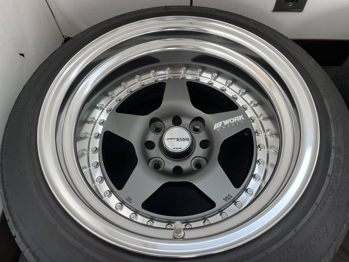 即決】【送料込み】WORK MISTER CR01 15インチ 8.5J -35 4H 114.3 バリ 