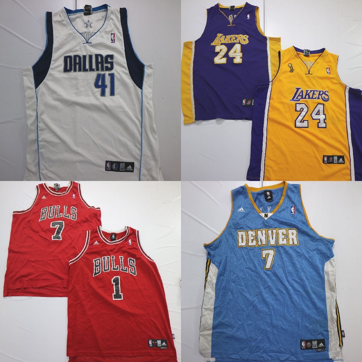 ◎NBAゲームシャツ set レイカーズ　BULLS 他 (メンズ2XL) 6枚セット まとめ売り 古着卸 1円スタート 最落なし MO5229