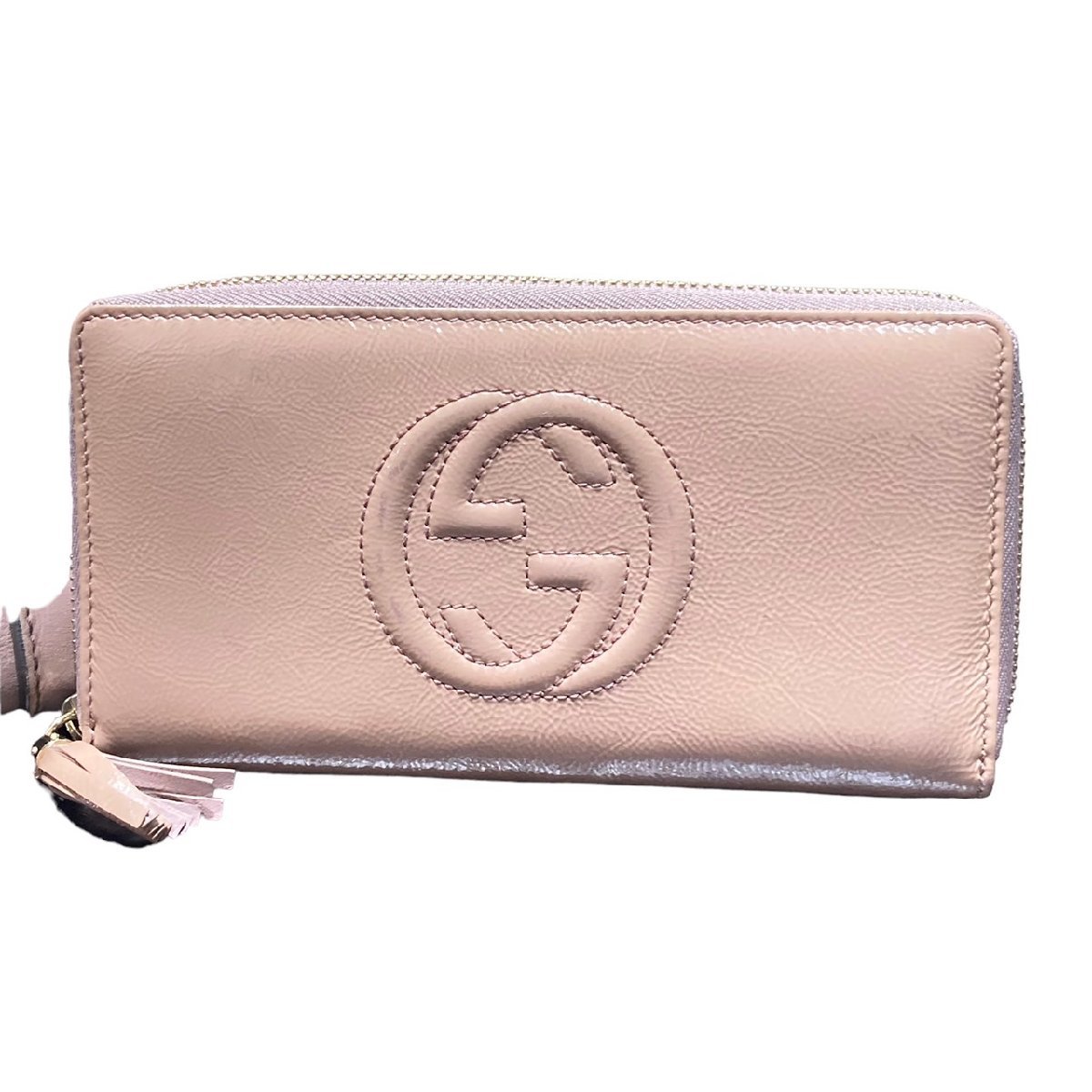 GUCCI グッチ エナメル GGロゴ 長財布 ベージュ - GUCCI ベージュ 長 