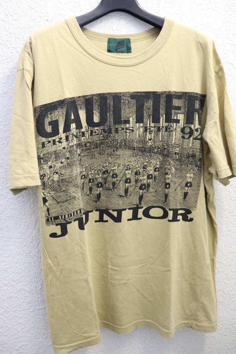 即決 1992SS JUNIOR Jean Paul GAULTIER 92SS ジャンポールゴルチエ Archive ブランドロゴ ＆ アートプリント Tシャツ メンズ 48