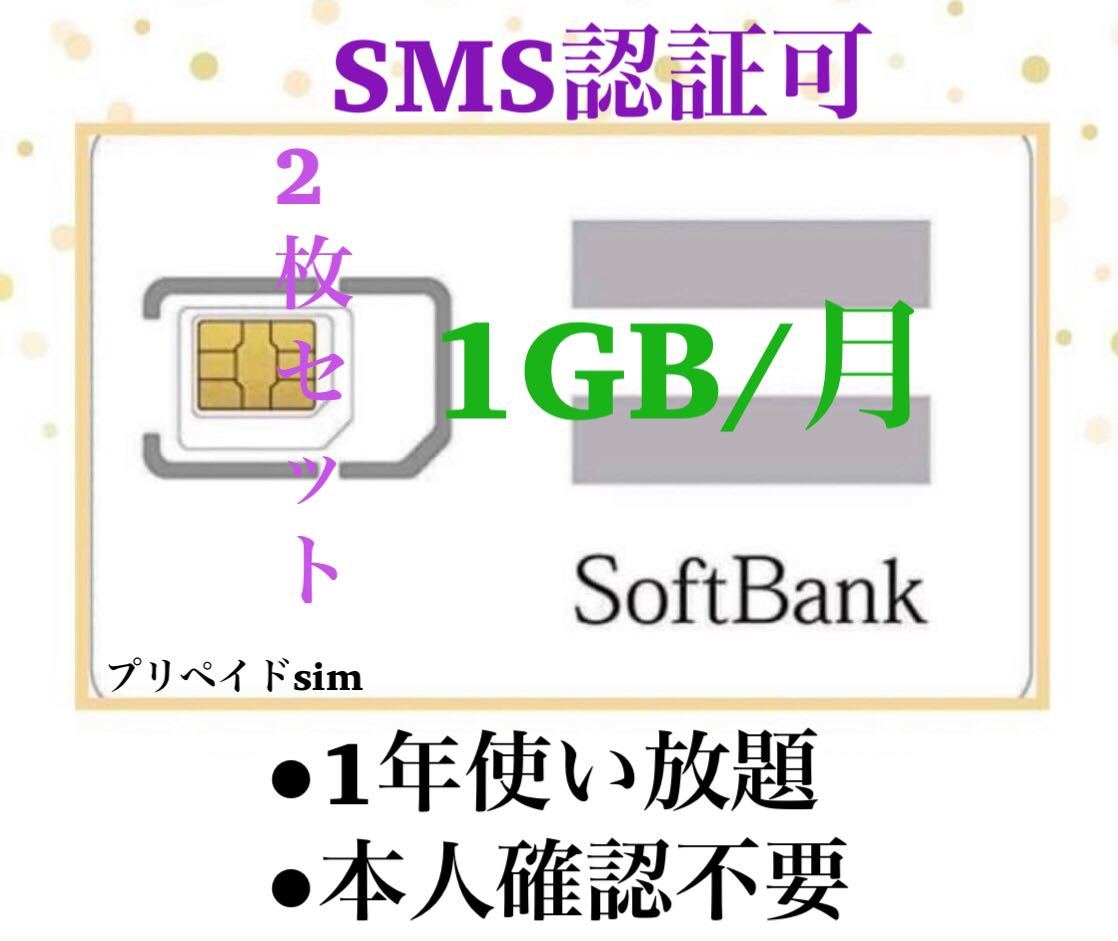 5GB⁄月 2枚 2枚セット(配送ゆうパケット)SoftBank プリペイドSIM