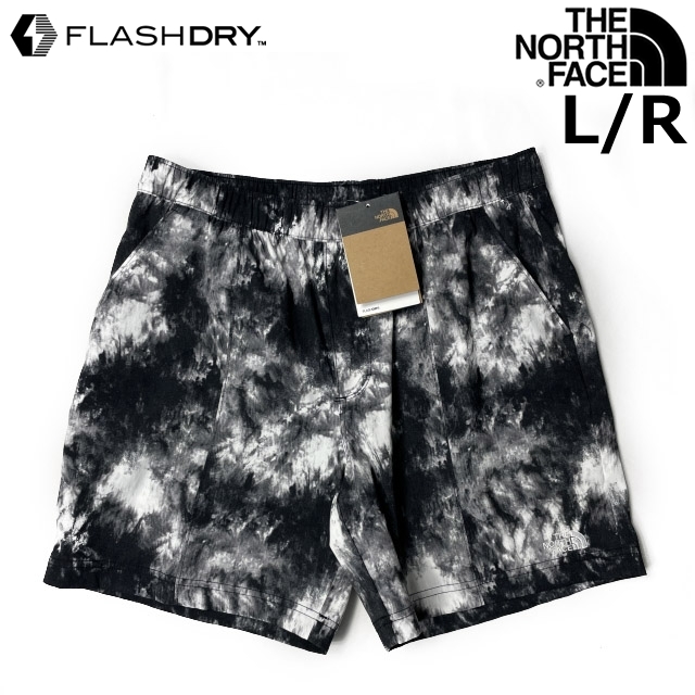 1円～!売切!【正規新品】THE NORTH FACE◆PRINTED CLASS V PULL ON SHORT ショートパンツ US限定 水陸両用 速乾(L/R)黒 総柄 190110-25