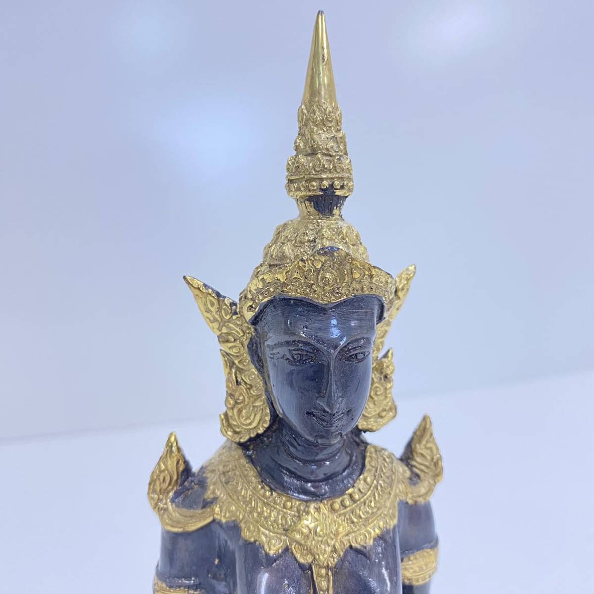 725 タイ ブロンズ像 女性 置物 仏教美術 高さ 21.5cm Buddha Statue