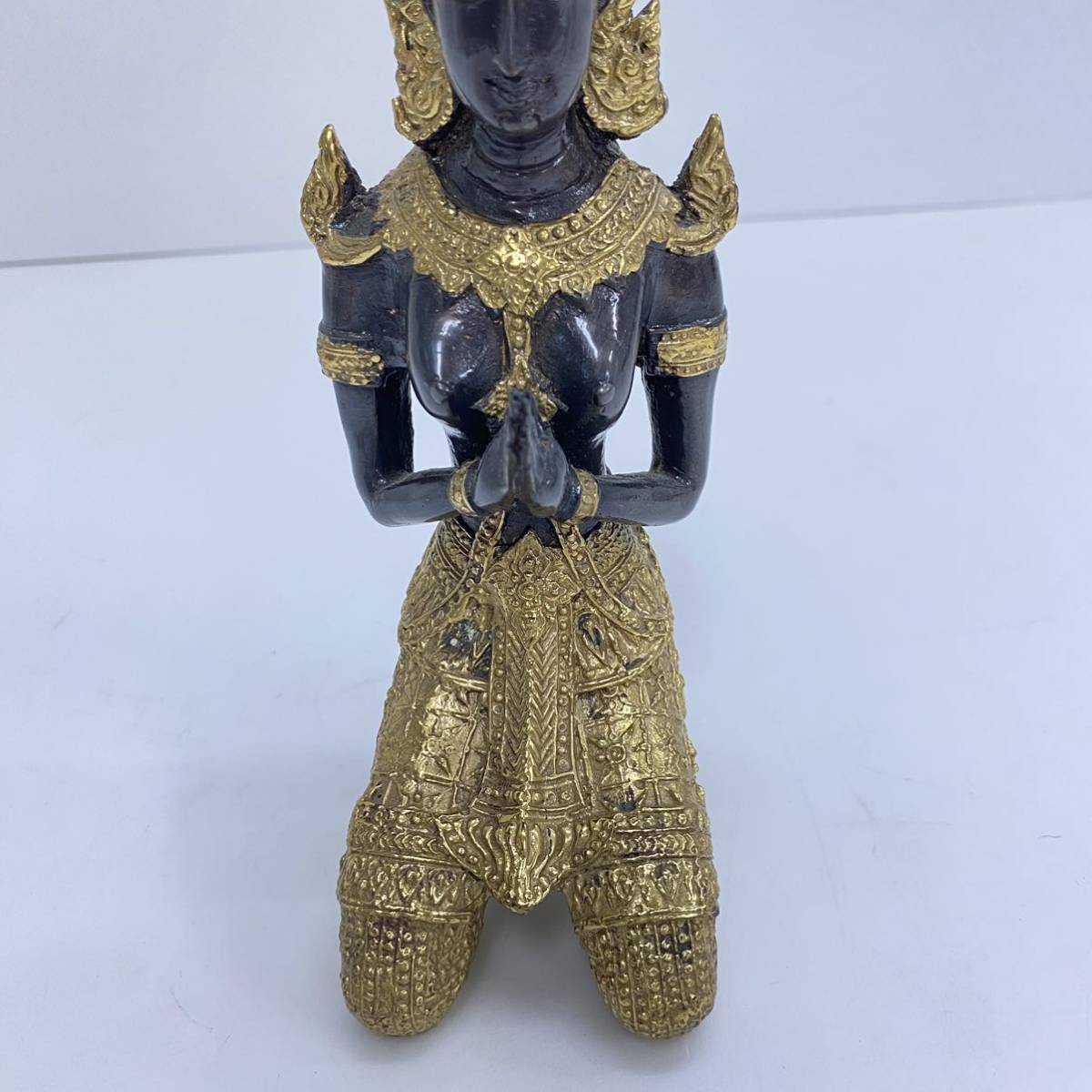 725 タイ ブロンズ像 女性 置物 仏教美術 高さ 21.5cm Buddha Statue