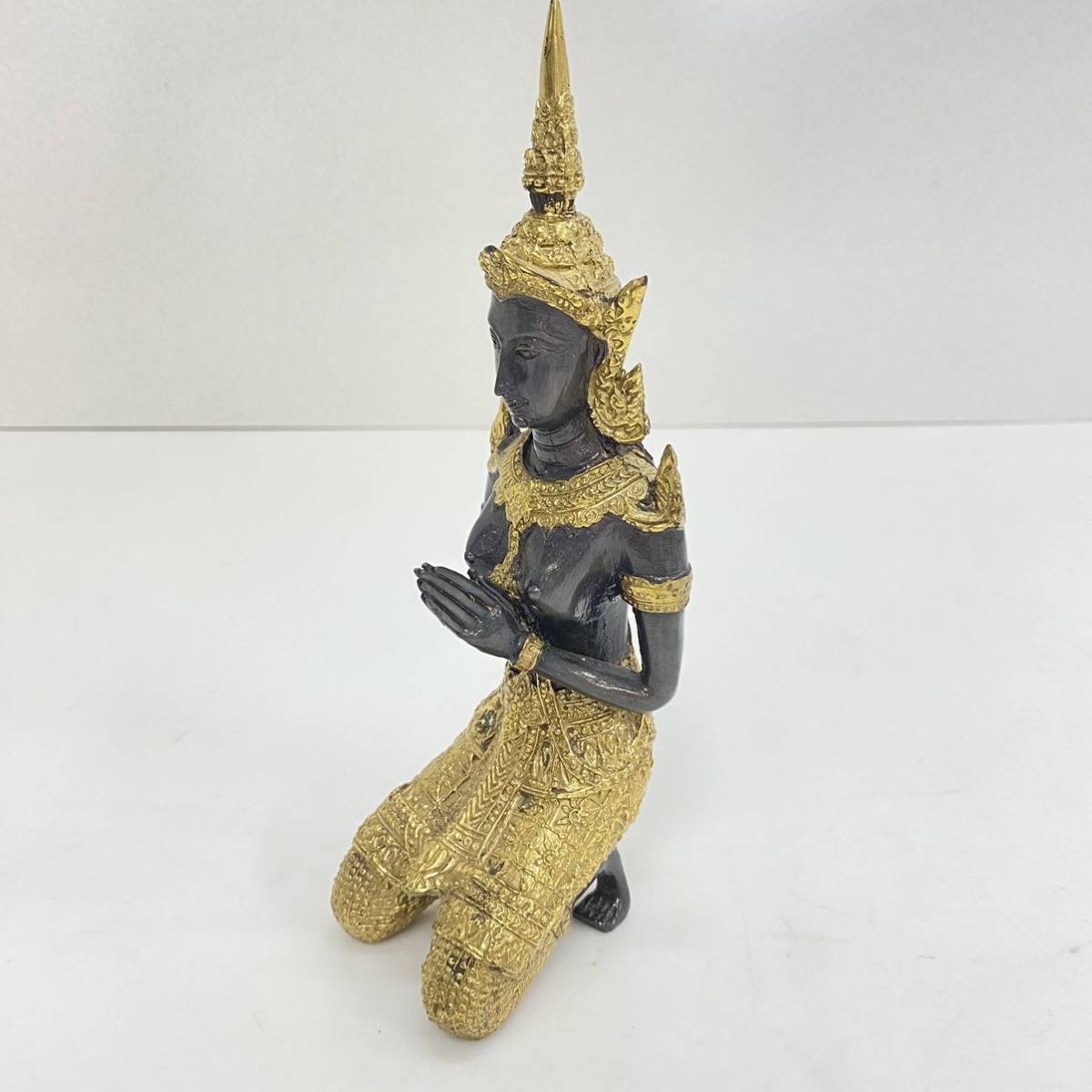 725 タイ ブロンズ像 女性 置物 仏教美術 高さ 21.5cm Buddha Statue