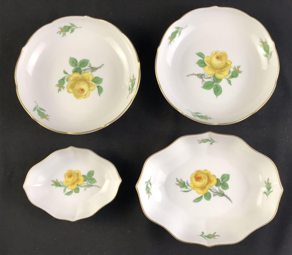 meissen マイセン　イエローローズ　黄薔薇　プレート　透かし meissen マイセン イエローローズ 黄薔薇 プレート 透かし meissen