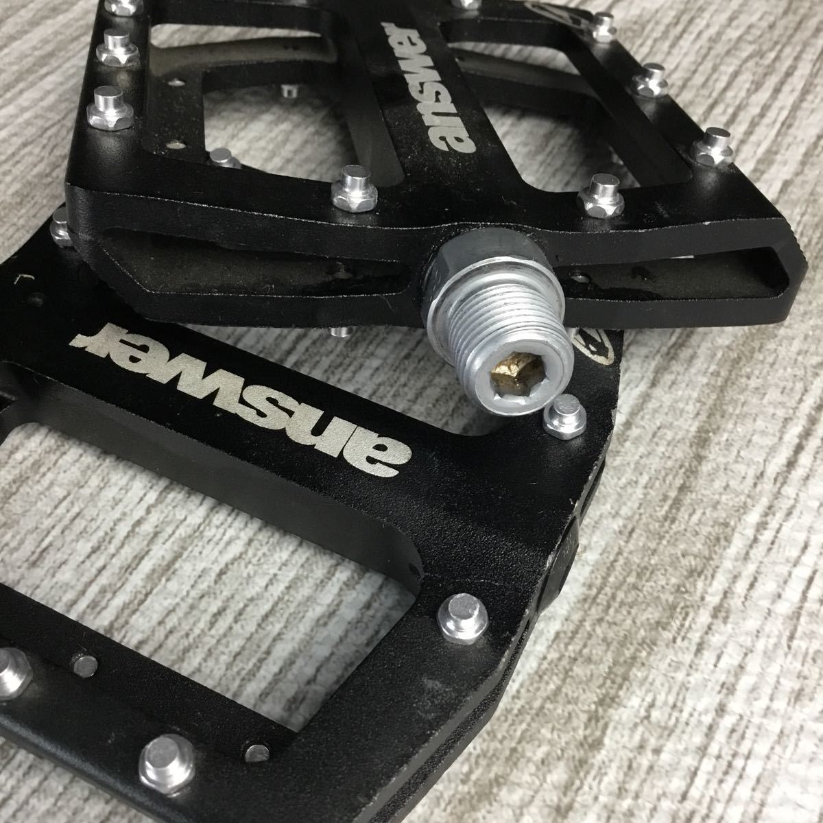 ANSWER アルミペダル BMX ペダルピン10 MTB フラットペダル ブラック 