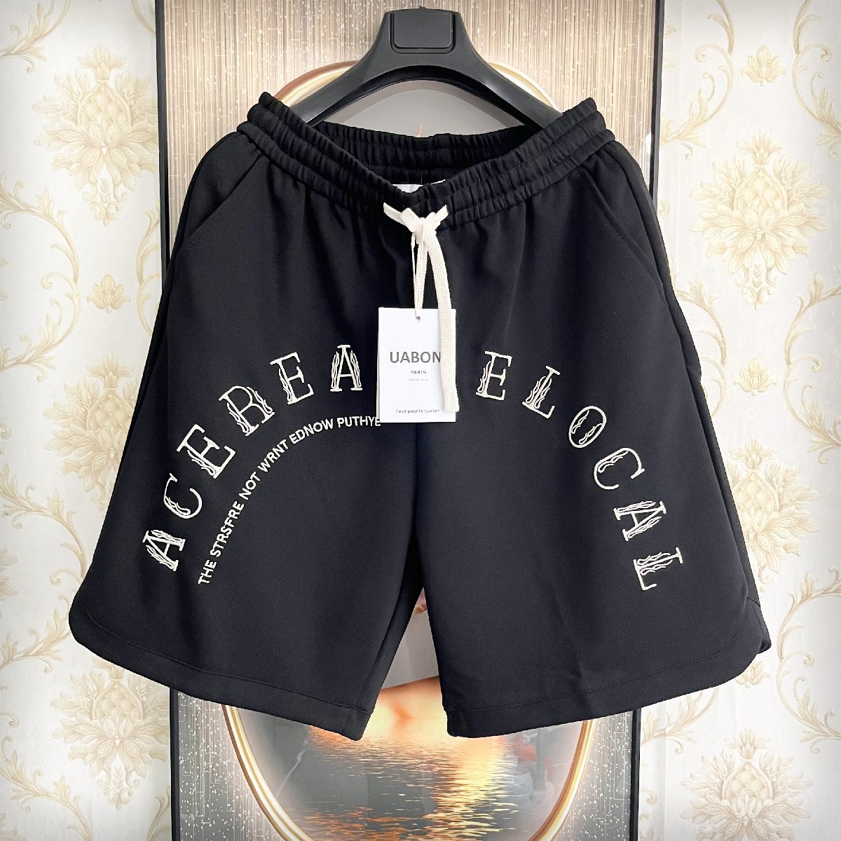 個性EU製＆定価3万◆UABONI*Paris*ショートパンツ*ユアボニ*パリ発◆吸汗速乾 オシャレ 薄手 短パン チノパン 春夏 大きめ M/46サイズ