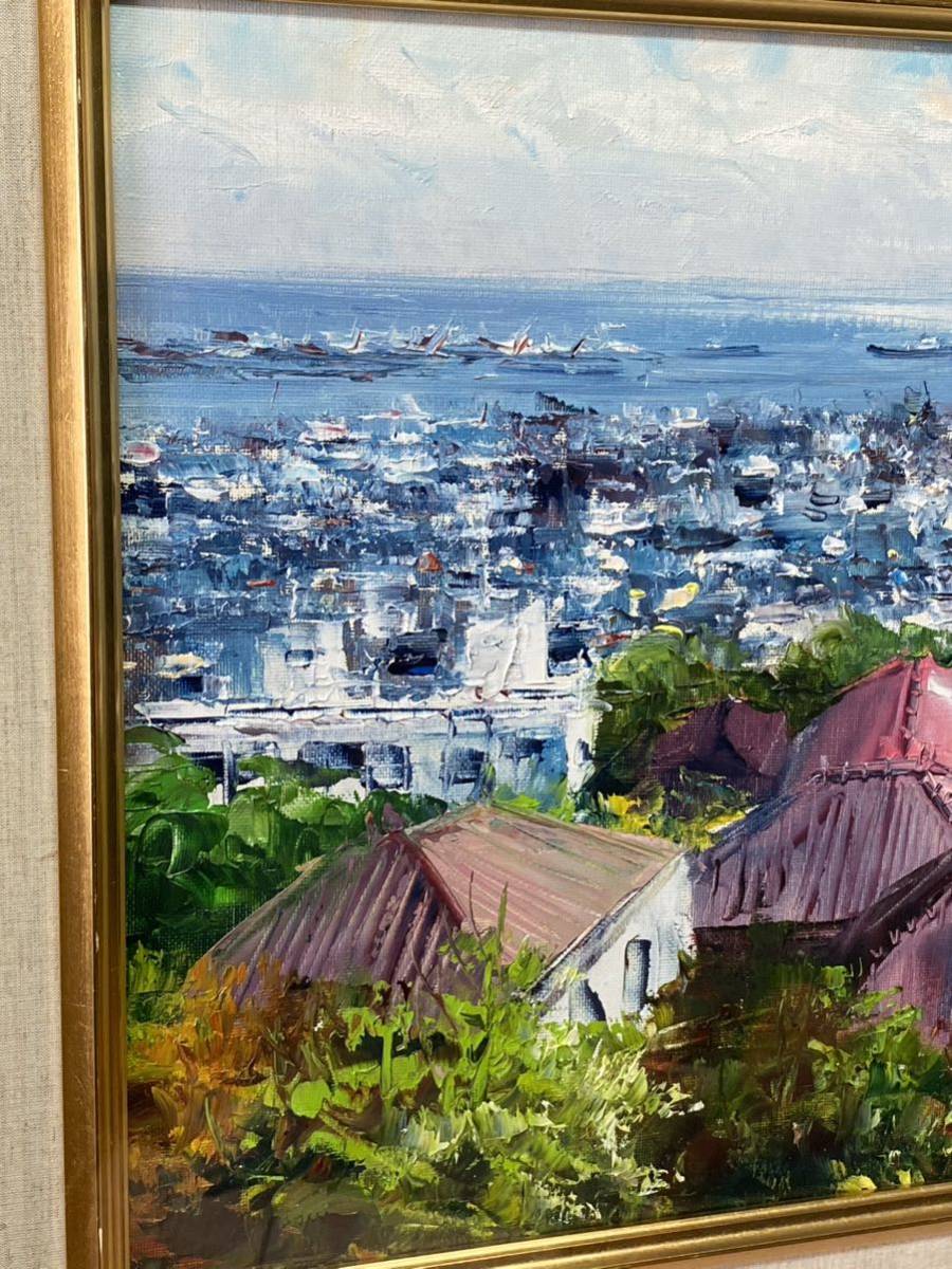 真作　油彩画 油絵　西條巧　【うろこの館】　神戸北野町風景　大型作品　風景画