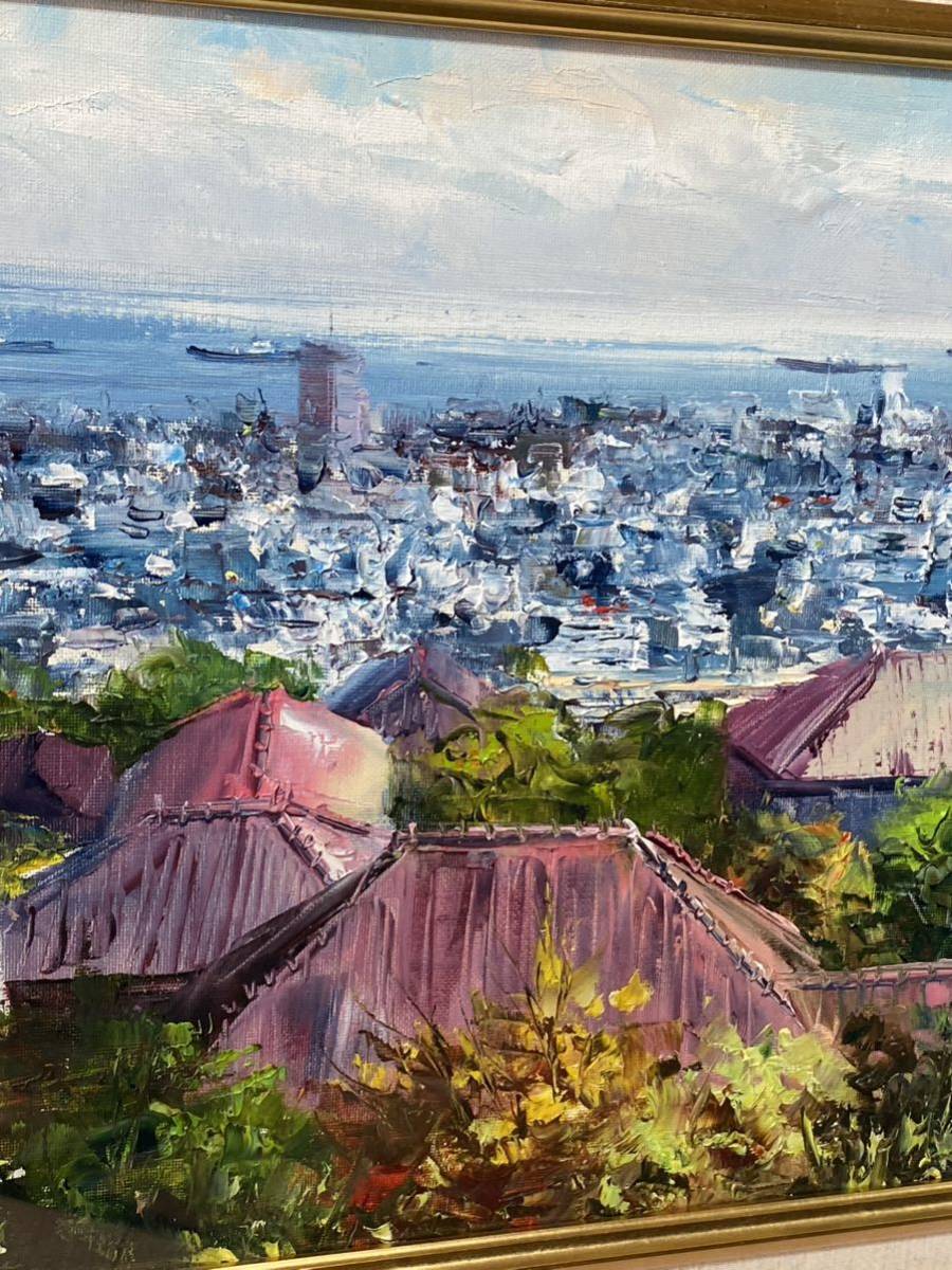 真作　油彩画 油絵　西條巧　【うろこの館】　神戸北野町風景　大型作品　風景画