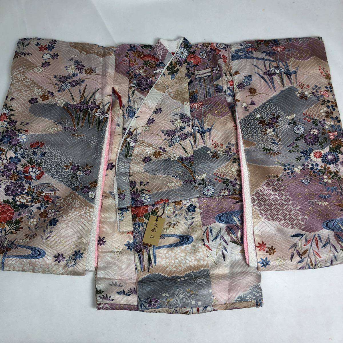 市松人形 振袖 久楽朋　正絹　縮緬　着物　アウトレット　⑦