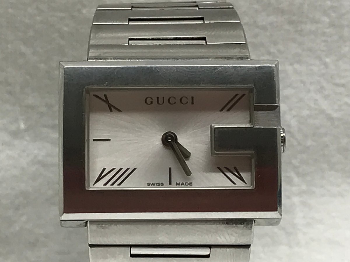 【稼働品】Gucci　グッチ　100L　Gフェイス　シルバーカラー　メンズ　クオーツ　2針　時計　現状品
