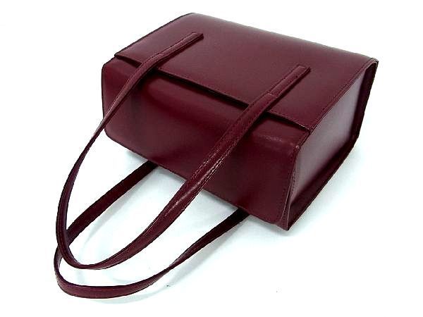 1円 ■極美品■ GIVENCHY ジバンシィ レザー トート ハンドバッグ レディース ボルドー系 BD9312